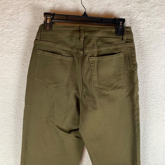 LOGO Lori Goldstein Women's Green Floral Embroidered Boyfriend Pants Size 4 9522 - Picture 12 of 16